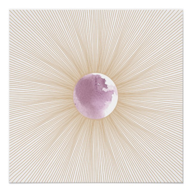 Affiche brillante cycle lunaire géométrique violet (Devant)