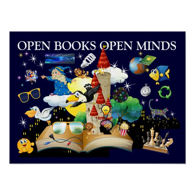 Affiche brillante de livres ouverts à l'école (Devant)