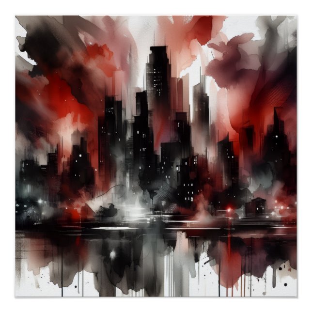 Affiche brillante de paysage urbain abstrait (Devant)