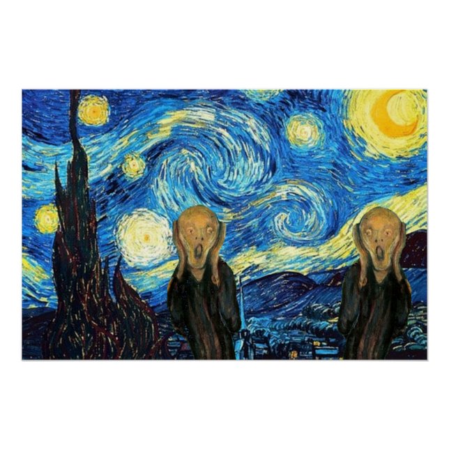 Affiche brillante La Nuit étoilée hurle. (Devant)