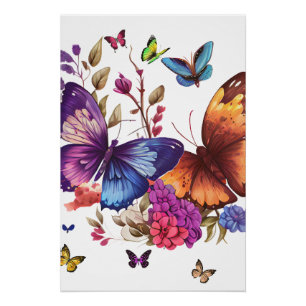 Affiche brillante Papillon Coloré