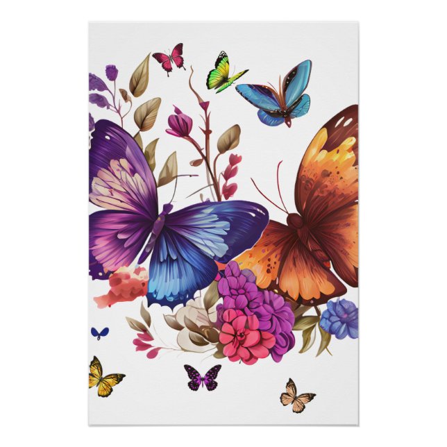 Affiche brillante Papillon Coloré (Devant)