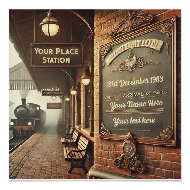 Affiche brillante personnalisable de gare ferrovia (Devant)