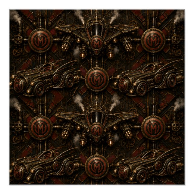 affiche brillante steampunk de nuit de patrouille  (Devant)