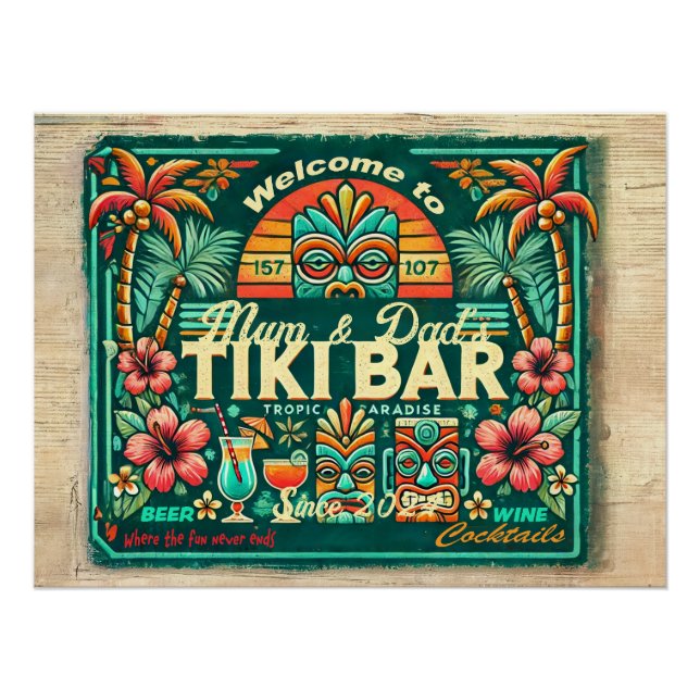 Affiche brillante Tiki Bar  (Devant)
