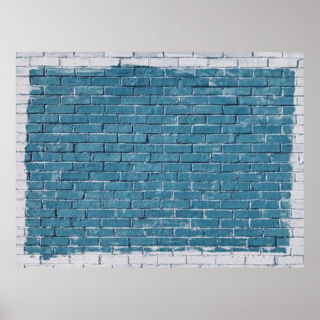 Affiche Briques de béton gris peintes en bleu (Devant)