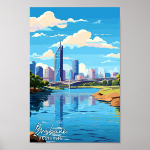 Affiche Brisbane Australie Art illustration de voyage vint
