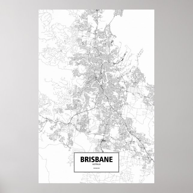 Affiche Brisbane, Australie (noir sur blanc) (Devant)