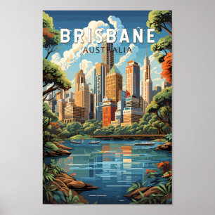 Affiche Brisbane Australie Travel Art Vintage