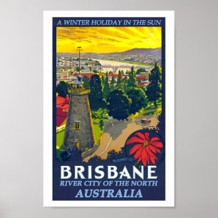 Affiche Brisbane, Australie, ville fluviale du Nord