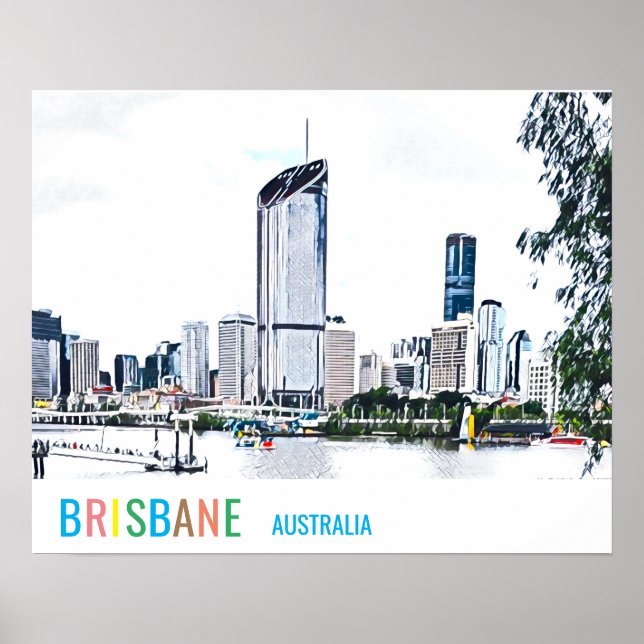 Affiche Brisbane Australie ville skyline imprimer voyage (Devant)