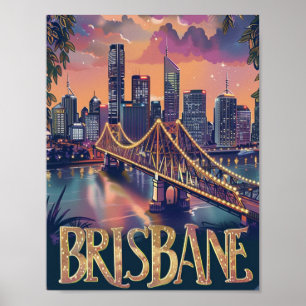 Affiche Brisbane Australie Vintage célèbre Travel Place