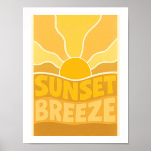 Affiche Brise de coucher de soleil Rétro Typographique Côt
