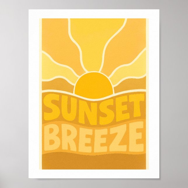 Affiche Brise de coucher de soleil Rétro Typographique Côt (Devant)
