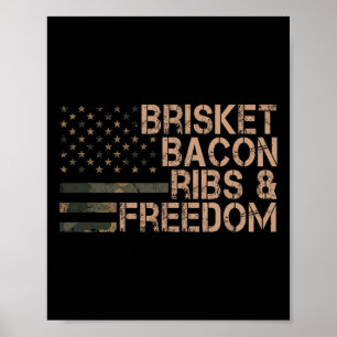Affiche Brisket Bycon Ribs Et Freedom Grill Bbq Funny Mea