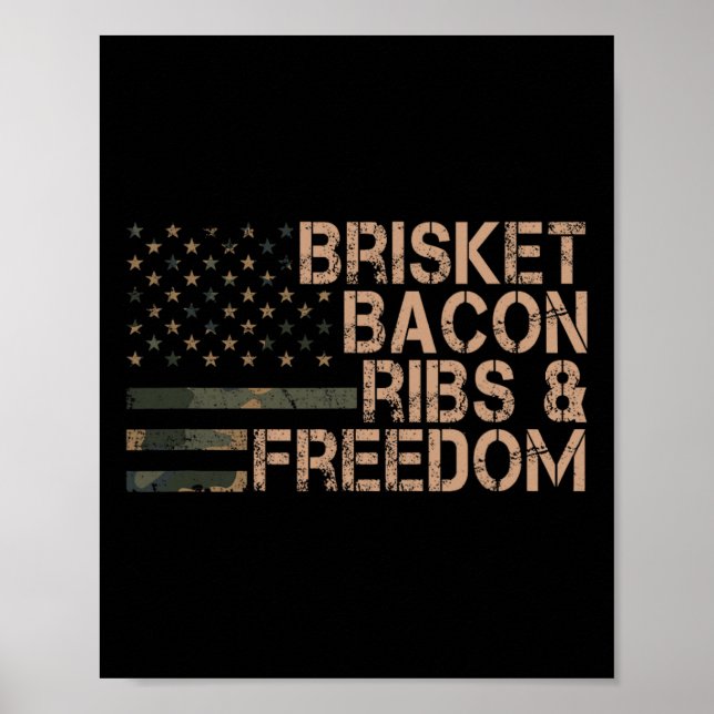 Affiche Brisket Bycon Ribs Et Freedom Grill Bbq Funny Mea (Devant)