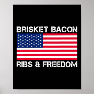 Affiche Brisket Bycon Ribs Et Freedom Grill Bbq Viande Fum