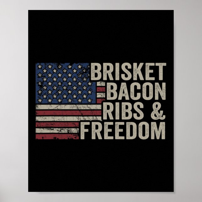 Affiche Brisket Bycon Ribs Et Liberté - Grill Bbq Funny M (Devant)