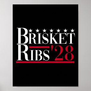 Affiche Brisket Ribs 2028 - Funny Bbq Byrbecue Politique E