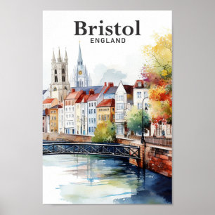 Affiche Bristol Angleterre Aquarelle Peinture Voyage
