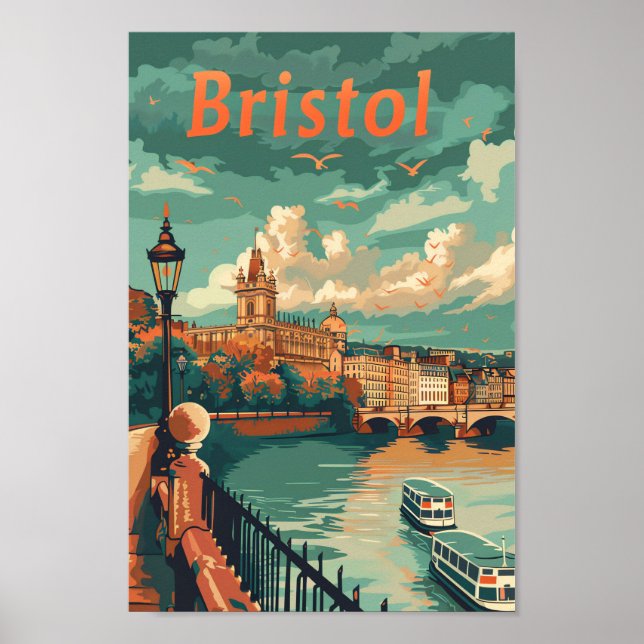 Affiche Bristol Angleterre Vintage Retro Illustration Voya (Devant)