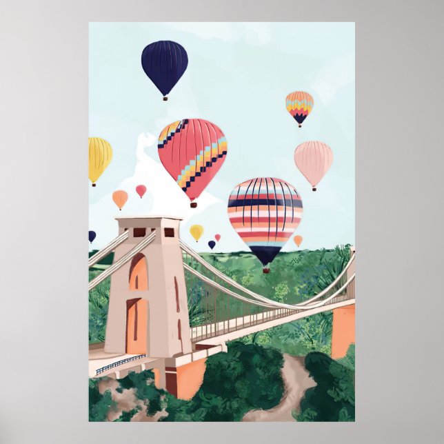 Affiche Bristol Art Print, Hot Air Ballotte Wall Art, Clif (Devant)