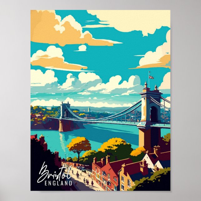 Affiche Bristol England Art illustration de voyage vintage (Devant)