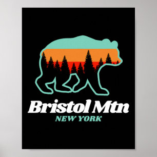 Affiche Bristol Mountain New York Ski Snowboard Ours