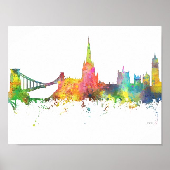 AFFICHE BRISTOL, UK SKYLINE (Devant)