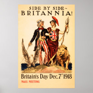 Affiche BRITANNIE ! Side by Side 1918 Les Alliés de la Pre