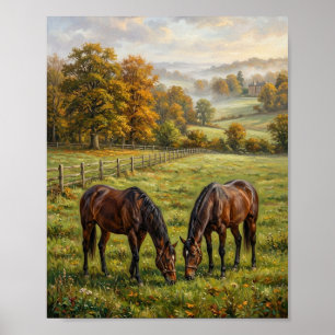 Affiche British Equestrian Saddle Pasture Hunters I