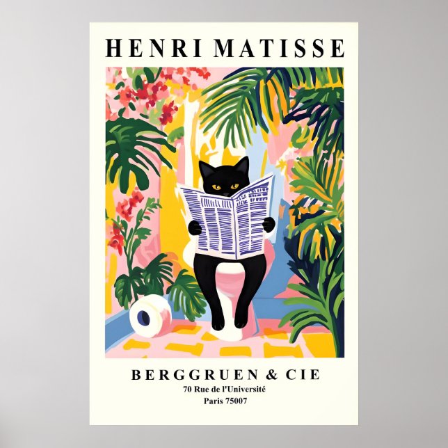 Affiche British Shorthair Cat on a Toilet Print - Matisse (Devant)