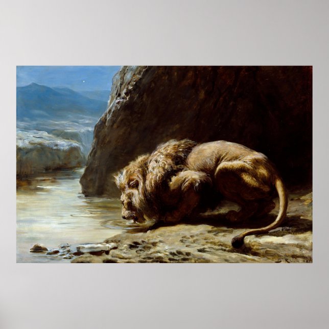 Affiche Briton Riviere : The King Drinks, 1881, Lion (Devant)