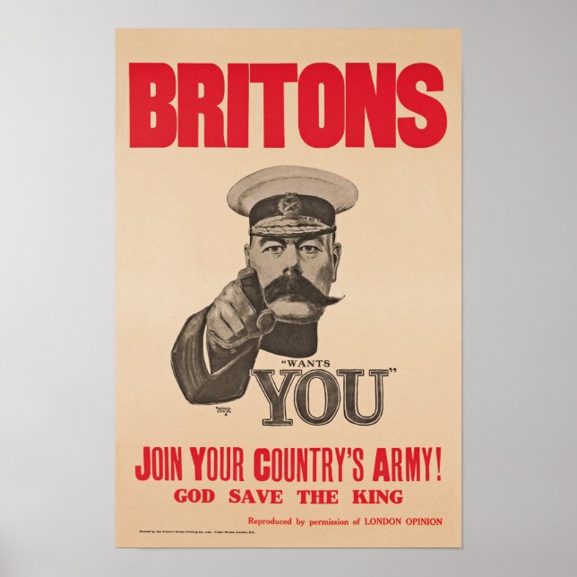 Affiche Britons Lord Kitchener veut vous propagande de la  (Devant)
