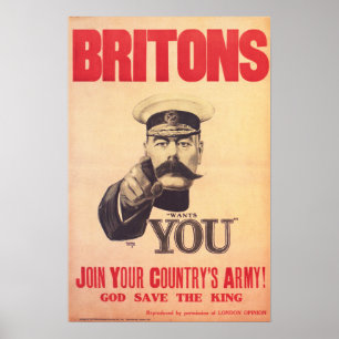 Affiche BRITONS ! Lord Kitchener VOUS Veut ! Rejoindre L'A