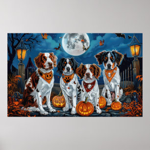 Affiche Brittany Spaniel Halloween Épouvante