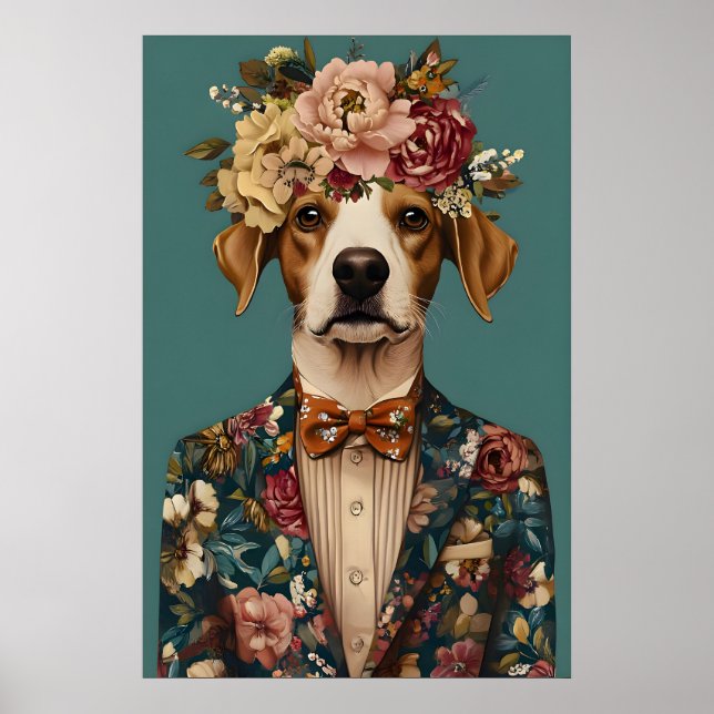 Affiche Brittany Spaniel In Suit Poster, Brittany (Devant)