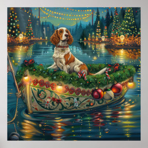 Affiche Brittany Spaniel Noël Festive Voyage