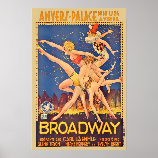 Affiche Broadway 1929 Glenn Tryon Evelyn Brent Merna (Devant)