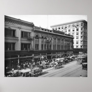 Affiche Broadway et Fourth Street, Los Angeles, vers 1908