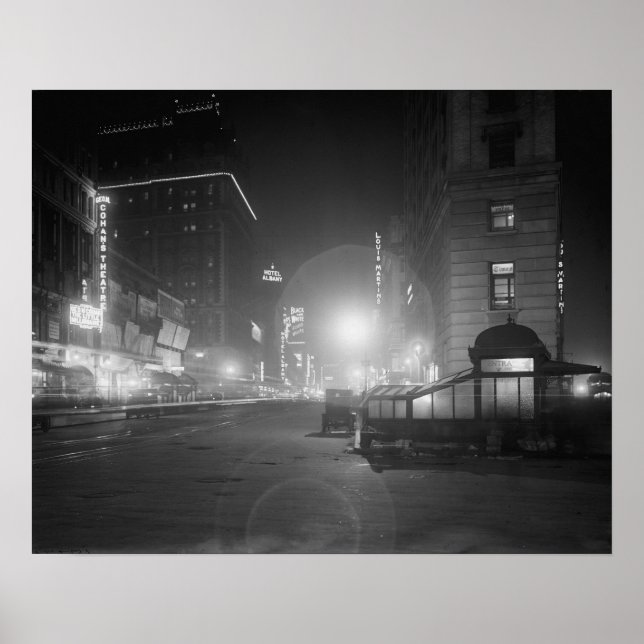 Affiche Broadway la nuit, 1910. Photo ancienne (Devant)