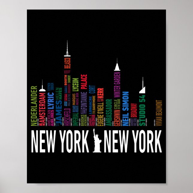 Affiche Broadway Theaters New York Skyline  (Devant)