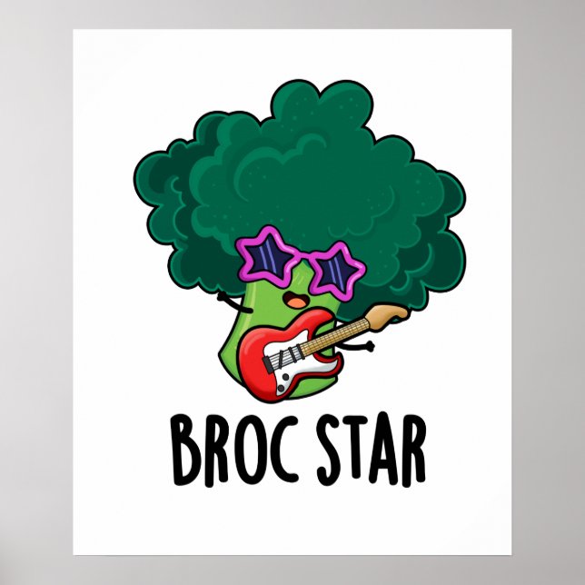 Affiche Broc Star Funny Brocolli Rock Star PUn (Devant)