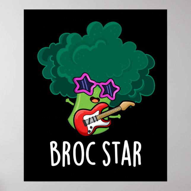 Affiche Broc Star Funny Brocolli Rock Star Pun Dark BG (Devant)