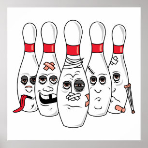 Affiche broches de bowling blessées cassées