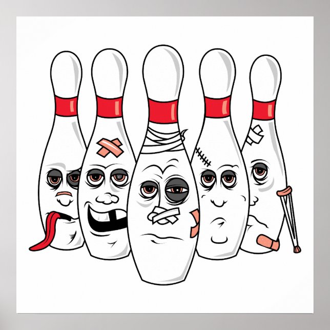 Affiche broches de bowling blessées cassées (Devant)