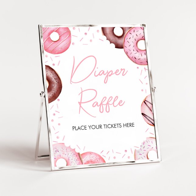 Affiche Brochure Baby shower à couches roses (Pink Sweet Sprinkle Baby Shower Diaper Raffle Sign)