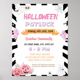 Affiche Brochure d'halloween rose modifiable
