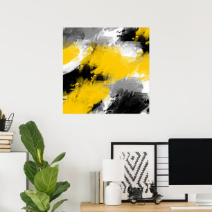 Affiche Brochures Abstraites de couleur jaune noir et blan