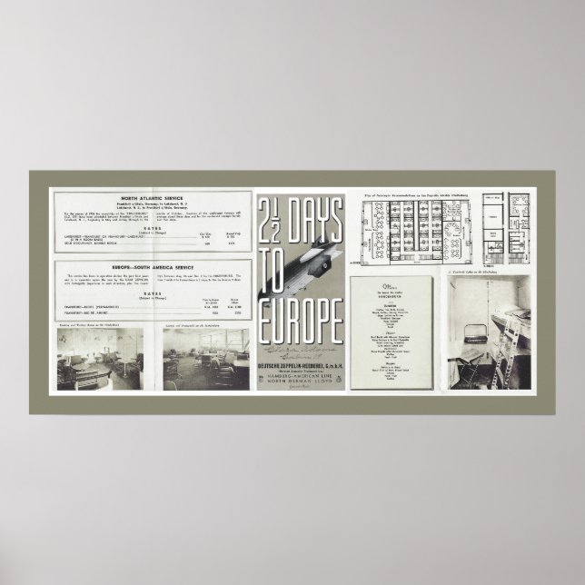 Affiche Brochures Vintage voyage Hindenburg (Devant)